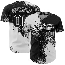 Charger l&#39;image dans la galerie, Custom Black White 3D Pattern Design Abstract Brush Stroke Authentic Baseball Jersey
