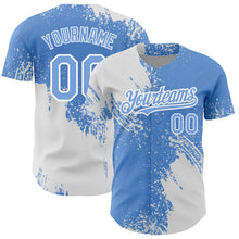 Charger l&#39;image dans la galerie, Custom Light Blue White 3D Pattern Design Abstract Brush Stroke Authentic Baseball Jersey
