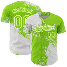 Charger l&#39;image dans la galerie, Custom Neon Green White 3D Pattern Design Abstract Brush Stroke Authentic Baseball Jersey
