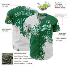 Charger l&#39;image dans la galerie, Custom Kelly Green White 3D Pattern Design Abstract Brush Stroke Authentic Baseball Jersey
