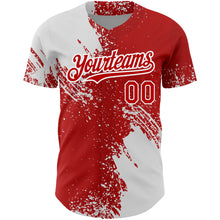 Charger l&#39;image dans la galerie, Custom Red White 3D Pattern Design Abstract Brush Stroke Authentic Baseball Jersey
