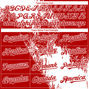 Custom Red White 3D Pattern Design Abstract Brush Stroke Authentic Baseball Jersey