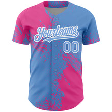 Charger l&#39;image dans la galerie, Custom Light Blue Pink-White 3D Pattern Design Abstract Brush Stroke Authentic Baseball Jersey
