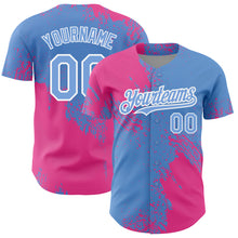 Charger l&#39;image dans la galerie, Custom Light Blue Pink-White 3D Pattern Design Abstract Brush Stroke Authentic Baseball Jersey
