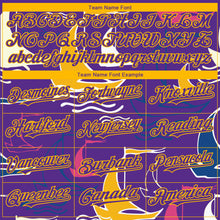 Load image into Gallery viewer, Custom Purple Gold 3D Pattern Design Sailing Boats Authentic Baseball Jersey
