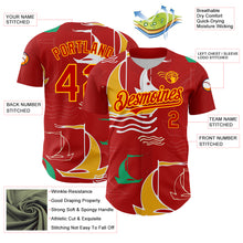 Load image into Gallery viewer, Custom Red Gold 3D Pattern Design Sailing Boats Authentic Baseball Jersey
