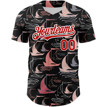 Load image into Gallery viewer, Custom Black Red-White 3D Pattern Design Sailing Boats Authentic Baseball Jersey
