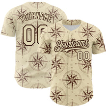 Load image into Gallery viewer, Custom Cream Brown 3D Pattern Design Navigation Compass Authentic Baseball Jersey
