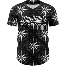 Load image into Gallery viewer, Custom Black White 3D Pattern Design Navigation Compass Authentic Baseball Jersey
