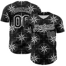 Load image into Gallery viewer, Custom Black White 3D Pattern Design Navigation Compass Authentic Baseball Jersey
