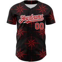 Load image into Gallery viewer, Custom Black Red-White 3D Pattern Design Navigation Compass Authentic Baseball Jersey
