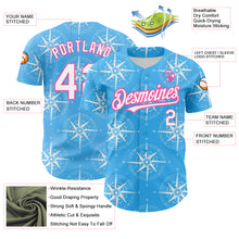 Load image into Gallery viewer, Custom Sky Blue White-Pink 3D Pattern Design Navigation Compass Authentic Baseball Jersey
