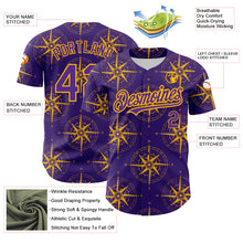 Load image into Gallery viewer, Custom Purple Gold 3D Pattern Design Navigation Compass Authentic Baseball Jersey
