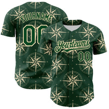 Load image into Gallery viewer, Custom Green City Cream 3D Pattern Design Navigation Compass Authentic Baseball Jersey
