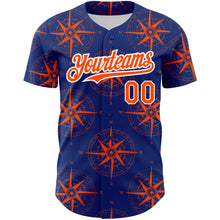 Load image into Gallery viewer, Custom Royal Orange-White 3D Pattern Design Navigation Compass Authentic Baseball Jersey
