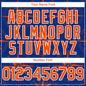 Custom Royal Orange-White 3D Pattern Design Navigation Compass Authentic Baseball Jersey