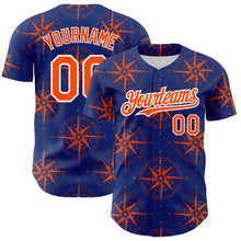 Load image into Gallery viewer, Custom Royal Orange-White 3D Pattern Design Navigation Compass Authentic Baseball Jersey
