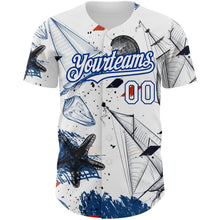 Load image into Gallery viewer, Custom White Royal 3D Pattern Design Sailing Boats Authentic Baseball Jersey
