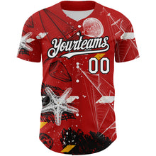 Load image into Gallery viewer, Custom Red White-Black 3D Pattern Design Sailing Boats Authentic Baseball Jersey
