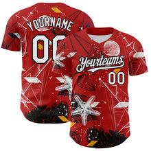 Load image into Gallery viewer, Custom Red White-Black 3D Pattern Design Sailing Boats Authentic Baseball Jersey
