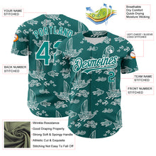 Load image into Gallery viewer, Custom Teal White 3D Pattern Design Boats And Fish Authentic Baseball Jersey
