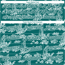 Load image into Gallery viewer, Custom Teal White 3D Pattern Design Boats And Fish Authentic Baseball Jersey
