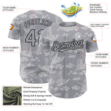 Load image into Gallery viewer, Custom Gray Black 3D Pattern Design Boats And Fish Authentic Baseball Jersey
