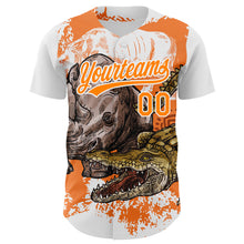 Load image into Gallery viewer, Custom White Bay Orange 3D Pattern Design Crocodile Authentic Baseball Jersey
