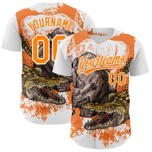 Load image into Gallery viewer, Custom White Bay Orange 3D Pattern Design Crocodile Authentic Baseball Jersey
