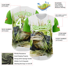 Load image into Gallery viewer, Custom White Aurora Green 3D Pattern Design Crocodile Authentic Baseball Jersey
