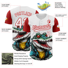 Load image into Gallery viewer, Custom White Red 3D Pattern Design Cartoon Crocodile Authentic Baseball Jersey
