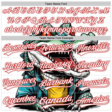 Load image into Gallery viewer, Custom White Red 3D Pattern Design Cartoon Crocodile Authentic Baseball Jersey
