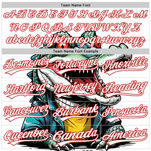 Custom White Red 3D Pattern Design Cartoon Crocodile Authentic Baseball Jersey