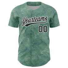 Load image into Gallery viewer, Custom Green Black-White 3D Pattern Design Crocodile And Plant Authentic Baseball Jersey
