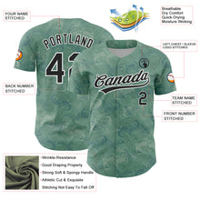 Load image into Gallery viewer, Custom Green Black-White 3D Pattern Design Crocodile And Plant Authentic Baseball Jersey
