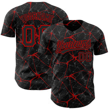 Charger l&#39;image dans la galerie, Custom Black Red 3D Pattern Design Abstract Network Authentic Baseball Jersey
