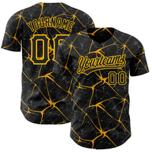 Charger l&#39;image dans la galerie, Custom Black Gold 3D Pattern Design Abstract Network Authentic Baseball Jersey
