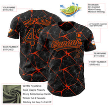 Charger l&#39;image dans la galerie, Custom Black Orange 3D Pattern Design Abstract Network Authentic Baseball Jersey
