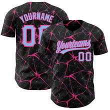 Charger l&#39;image dans la galerie, Custom Black Light Blue-Pink 3D Pattern Design Abstract Network Authentic Baseball Jersey
