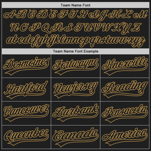 Custom Black Old Gold 3D Pattern Design Abstract Network Authentic Baseball Jersey