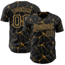 Charger l&#39;image dans la galerie, Custom Black Old Gold 3D Pattern Design Abstract Network Authentic Baseball Jersey
