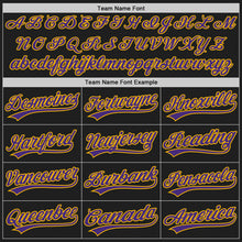 Charger l&#39;image dans la galerie, Custom Black Purple-Gold 3D Pattern Design Abstract Network Authentic Baseball Jersey
