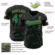 Charger l&#39;image dans la galerie, Custom Black Kelly Green-Old Gold 3D Pattern Design Abstract Network Authentic Baseball Jersey
