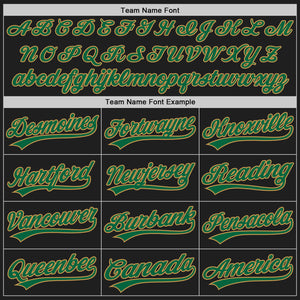 Custom Black Kelly Green-Old Gold 3D Pattern Design Abstract Network Authentic Baseball Jersey