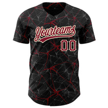 Charger l&#39;image dans la galerie, Custom Black Crimson-Cream 3D Pattern Design Abstract Network Authentic Baseball Jersey
