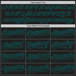 Custom Black Teal 3D Pattern Design Abstract Network Authentic Baseball Jersey