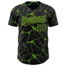 Charger l&#39;image dans la galerie, Custom Black Neon Green 3D Pattern Design Abstract Network Authentic Baseball Jersey
