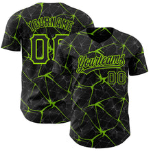 Charger l&#39;image dans la galerie, Custom Black Neon Green 3D Pattern Design Abstract Network Authentic Baseball Jersey
