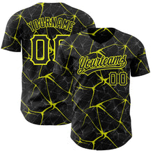 Charger l&#39;image dans la galerie, Custom Black Neon Yellow 3D Pattern Design Abstract Network Authentic Baseball Jersey
