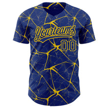 Charger l&#39;image dans la galerie, Custom Royal Yellow 3D Pattern Design Abstract Network Authentic Baseball Jersey
